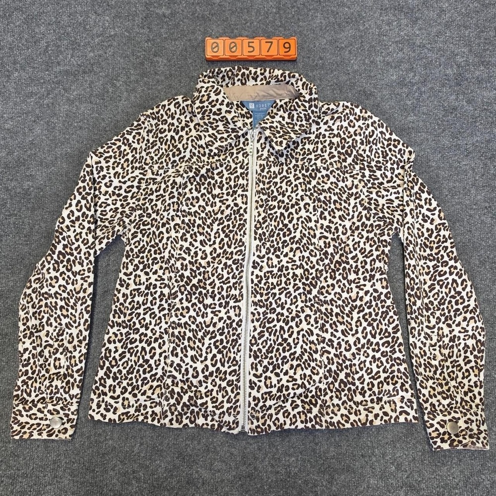 Koret Petite Leopard Print Cotton & Spandex Jacket Size: Petite Small